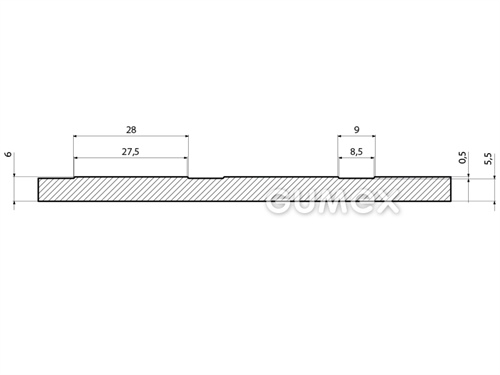 Gummiboden METRO, 6mm, Breite 1450mm, 75°ShA, SBR, fläche Noppen, -20°C/+60°C, schwarz, 